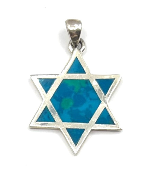 925 Sterling Silver with Stone of Israel Star of David Pendant